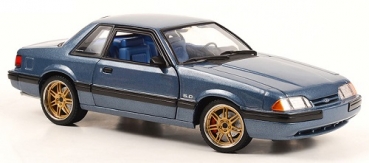 18977 Detroit Speed, Inc. 1989 Ford Mustang 5.0 LX - Medium Shadow Blue with Custom 7-Spoke Wheels 1:18